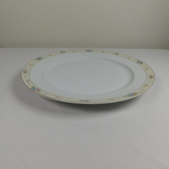 Noritake Marguerite 12" Round Chop Plate Pink Blue Roses Gold Band Handpainted - Picture 5 of 9